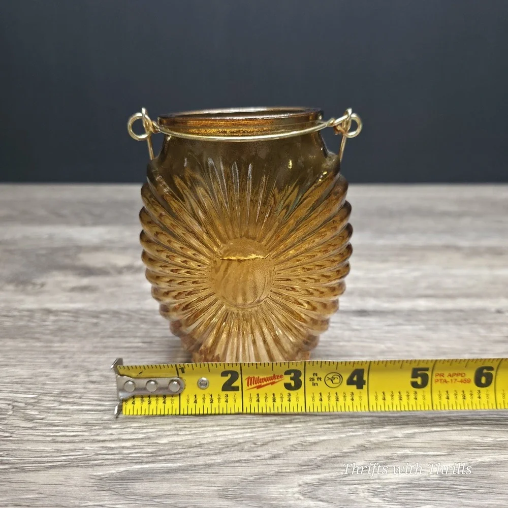 Amber Lantern Style Small Vase‎ - Great For Any Occasion - 4.5